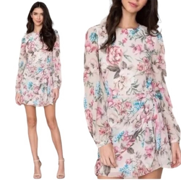 Yumi Kim Tie Me Over Full of Love Blush Mini Dress Women's M Pink Floral NWT - Picture 1 of 16